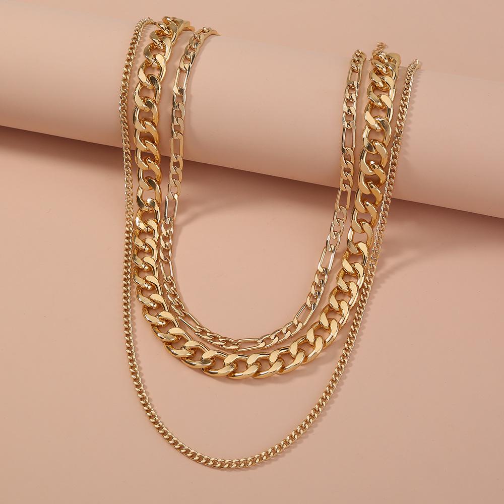 Cross-Border Punk Hip-Hop Chunky Metal Multi-Layer Chain Choker