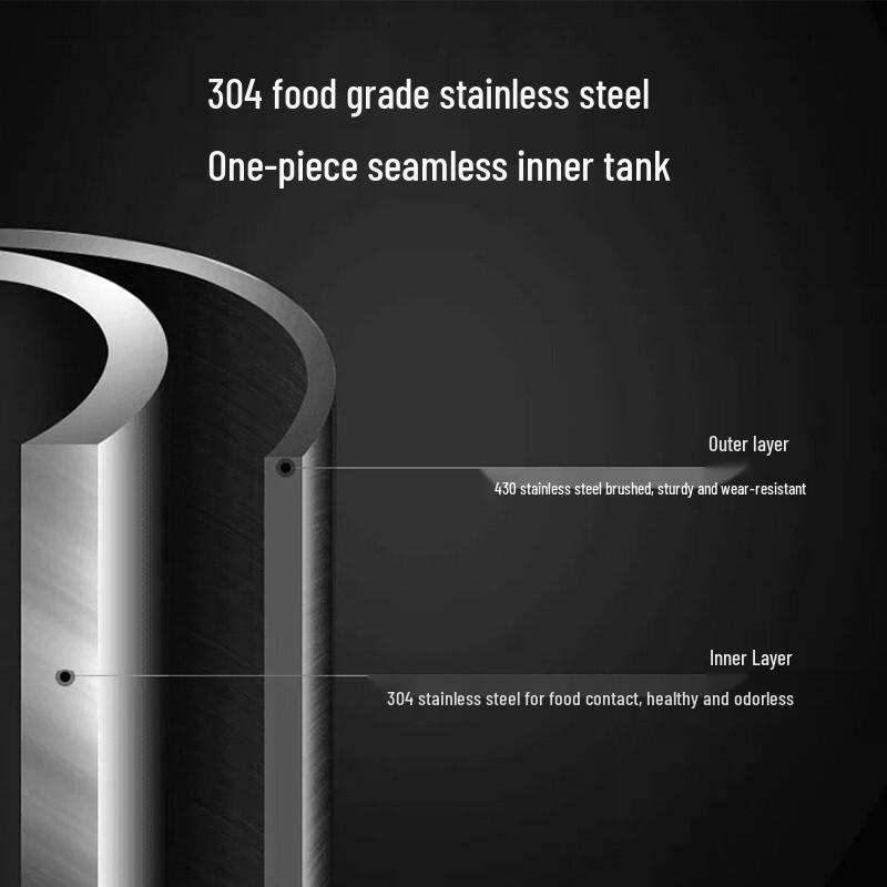 Midea 304 Stainless Steel Double-Layer Anti-Scald Electric Kettle CN plug (adapter included)