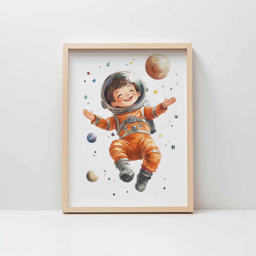 Plakat Mały Kosmonauta Plakat Mały Kosmonauta, 40X50 Cm, Rama Aluminiowa Czarna, Papier Matowy 230 Gsm
