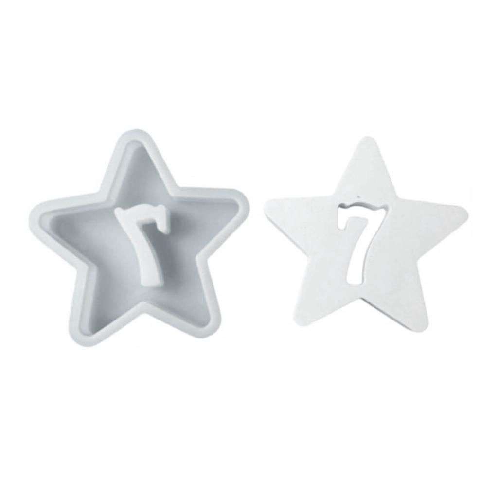 Hollow Number Silicone Molds Star Shape Casting Mould Epoxy Resin Mould DIY Baking Molds Candle Molds Home Decorations
