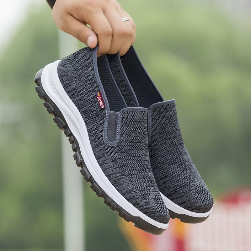Новые летние мужские туфли Flying Woven Slip-on Shoes Мужские дышащие сетчатые кроссовки Tide Shoes Outdoor Sneakers Casual Shoes