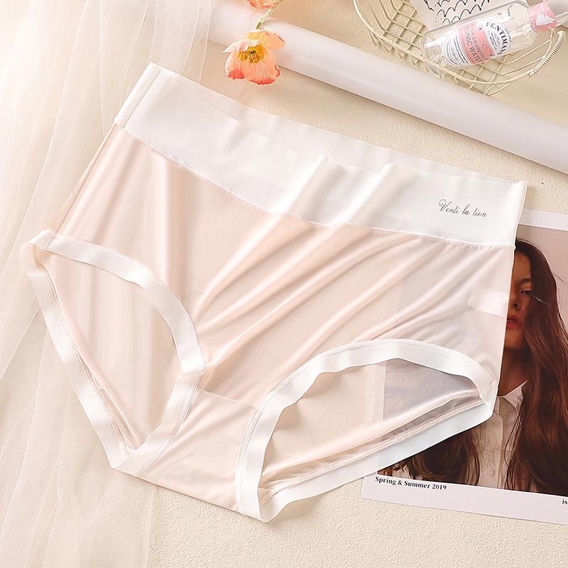 Ультратонкие бесшовные трусы-слипы большого размера с высокой талией из ледяного шелка для женщин