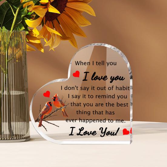 Прозрачный акриловый сердечный орнамент, настольный декор, напечатанный прозрачный акриловый блок, отдельно стоящее сердце