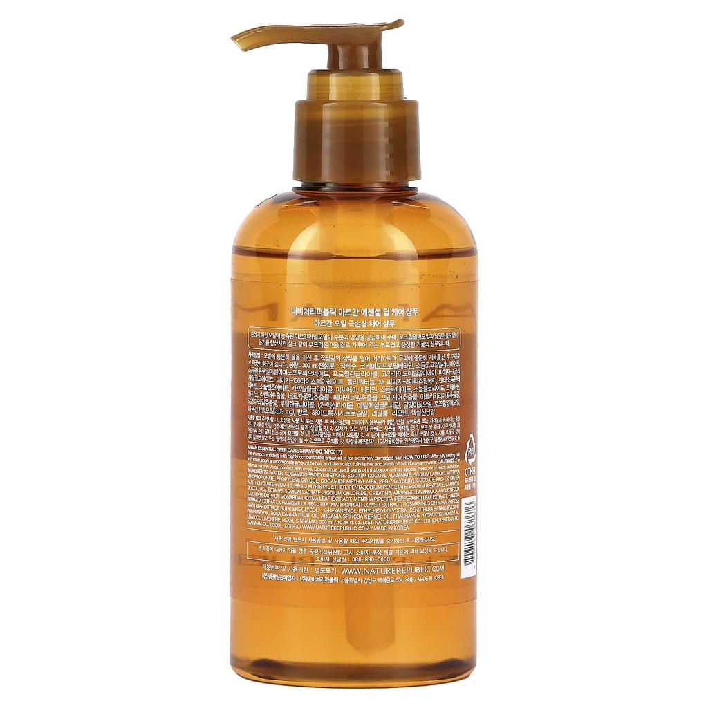 Nature Republic Argan, шампунь Essential Deep Care, для очень поврежденных волос, 10,14 жидких унций (300 мл)