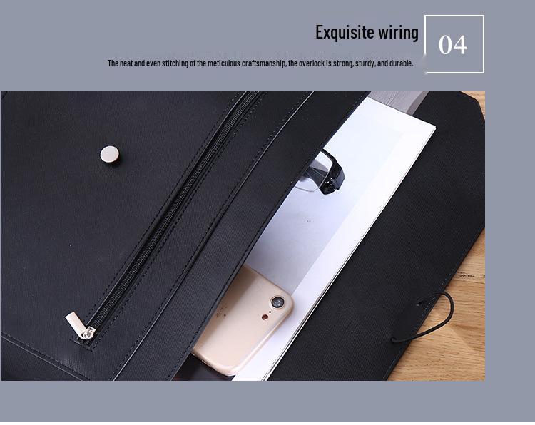 A4 Imitation Leather Business File Bag - Large Capacity Briefcase with Customizable Enterprise Logo