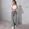 High Waist Wide Leg Denim Pants Women 2025 Bow Embroidery Streetwear Loose Fit Cotton Blend