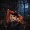 Multi Layered Lace Decor Halloween Witch Hat for Women, Gothic Spider Web Mesh Skeleton Hand Pleated Wizard Rose Flower Costume, Cosplay Party Outfit