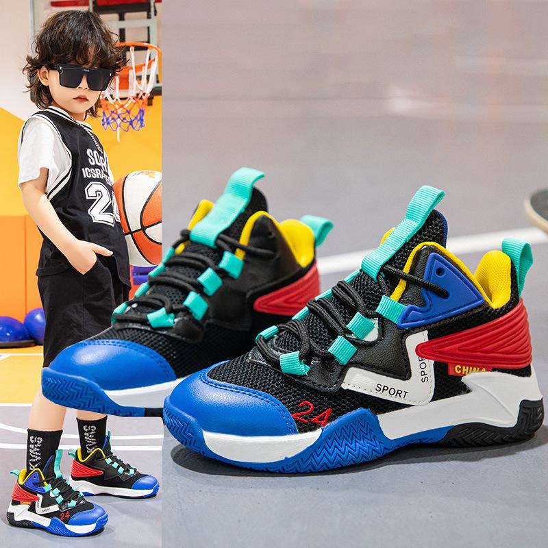 Breathable Mesh Boys Basketball Shoes Big Kid Running Sneakers Casual Stylish Children Footwear