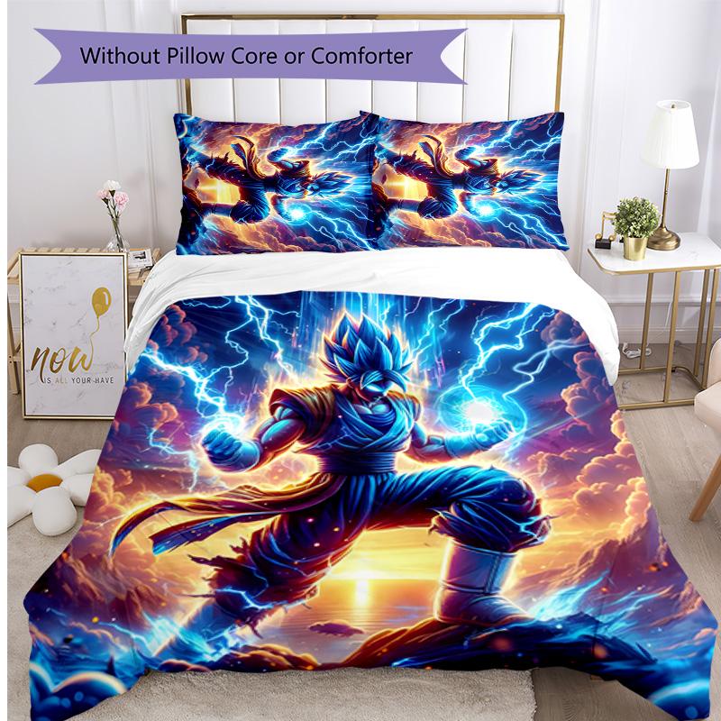 Naruto Pattern Printed 3PCS Bedding Set, Soft Skin-Friendly Washable Duvet Cover & Pillowcases Set