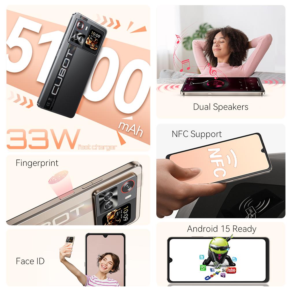 Смартфон Cubot X100 6,88 дюйма, 5G, 16 ГБ(8+8), 256 ГБ, Камера 64 МП, Аккумулятор 5100 мАч, NFC