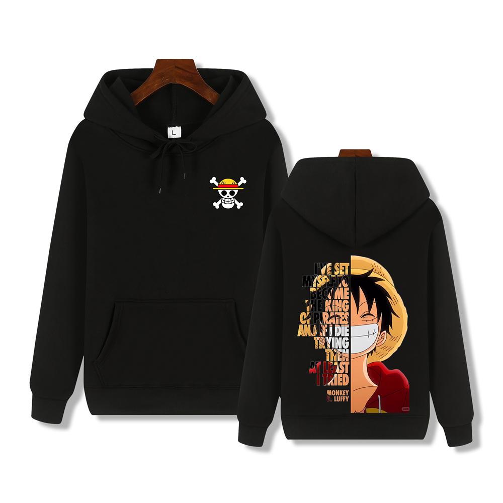 Мужское худи One Piece высокого качества, худи с принтом капитана Луффи, осенне-зимнее, толстое, теплое, базовый простой топ