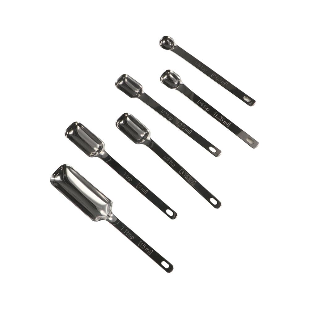 6pcs Rectangular Head Graduated Spoon with Scale Baking Spoon Seasoning Spoon Coffee Scoop Bar