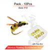5/10Pcs/With Flies Box-Dry Fly Floating Bumblebee Fishing For Carp/Trout Fly Lure Bait Carbon Steel Hook-Size#10
