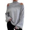 Autumn And Winter Hollow Out Knitted Sweater Women High Collar Womens Jumper Loose Pullovers Knit Sweaters 30241