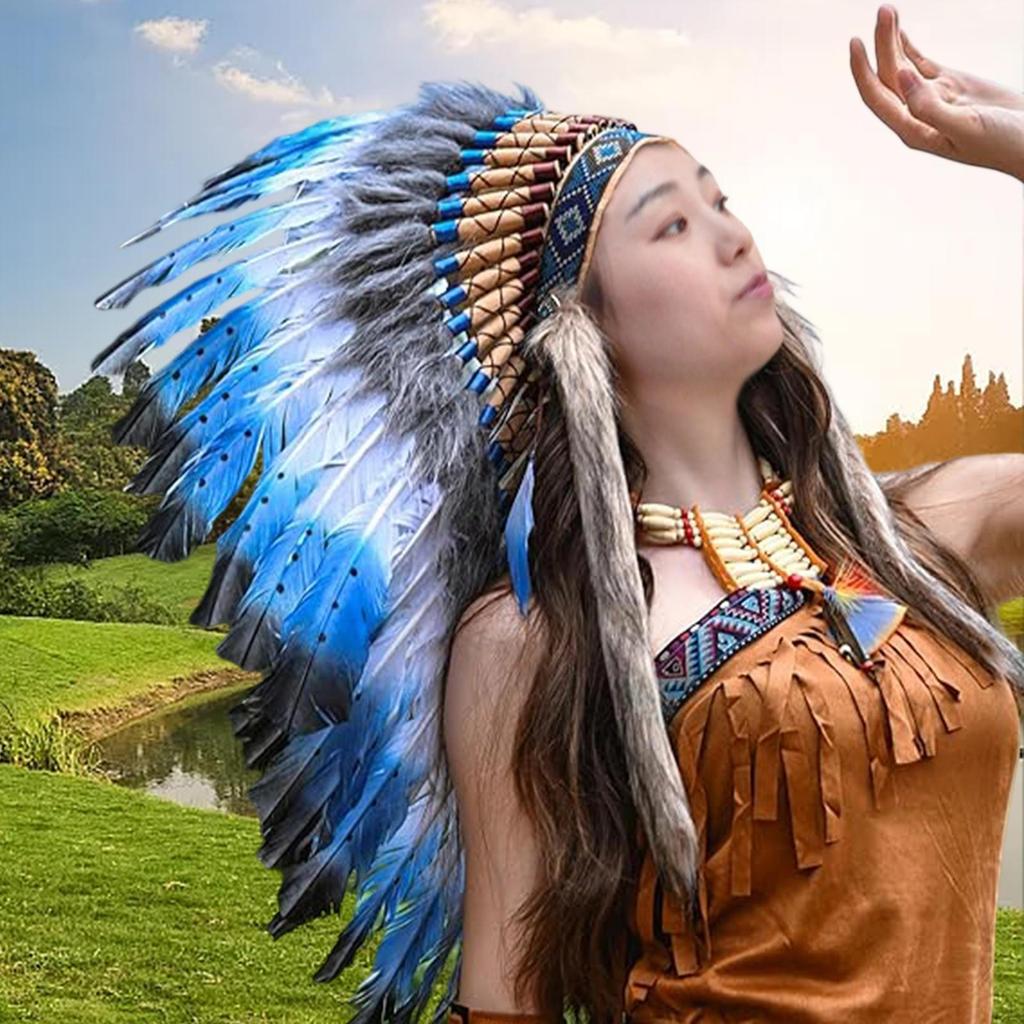 Indian Feather Headdress Hair Band Headband for Festival Dress Up Show