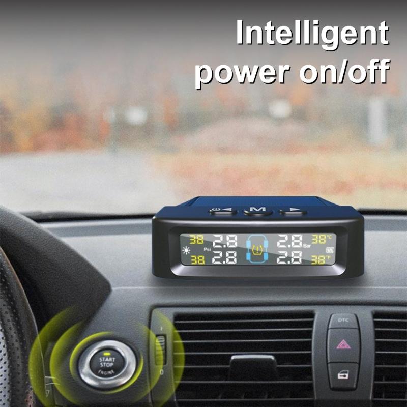 Мотоцикл TPMS Солнечная и USB-зарядка Монитор давления в шинах Система мониторинга давления в шинах Датчик температуры Сигнализация