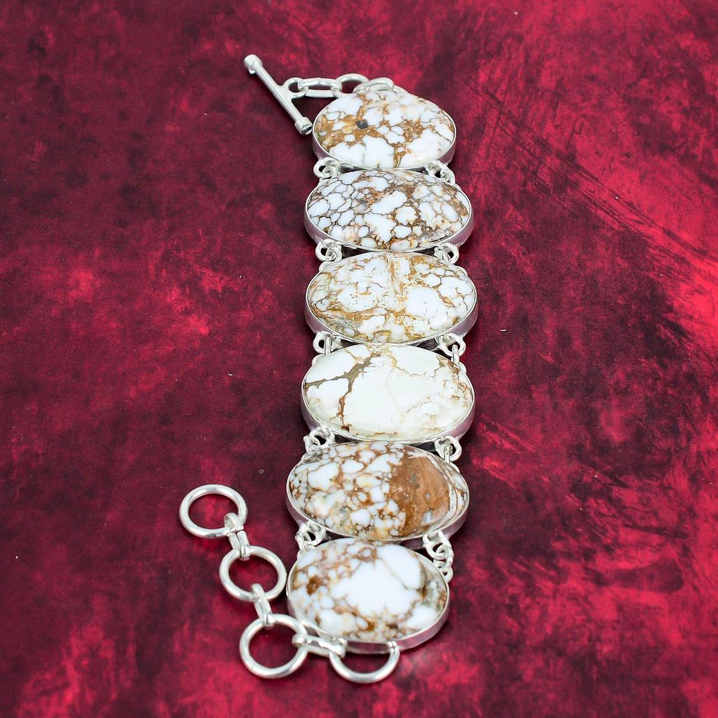 Ювелирные изделия из браслета из магнезита/дикой лошади, уникальный драгоценный камень, ювелирные изделия из стерлингового серебра 925 пробы, браслет ручной работы из магнезита/дикой лошади, регулируемые ювелирные изделия