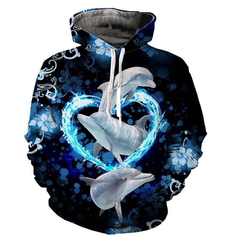 Толстовки с дельфинами Kawaii Animal 3D Print для мужчин и женщин, с капюшоном, свободные свитера Harajuku, спортивные костюмы Y2k, топы, детская одежда