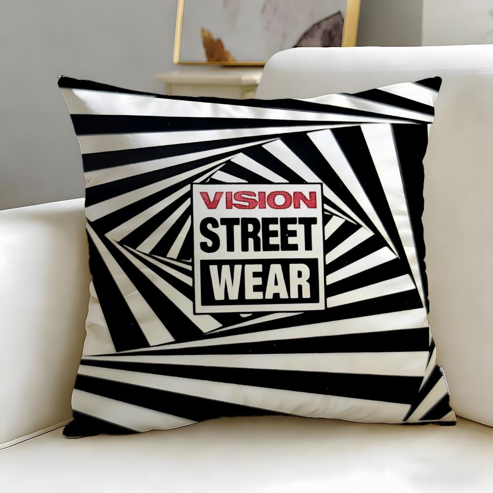 classic skate brand Vision Street Wear Cushion Cover Soft & Easy-Wash Pillow Case – Versatile for Couch, Bed, Travel and Office