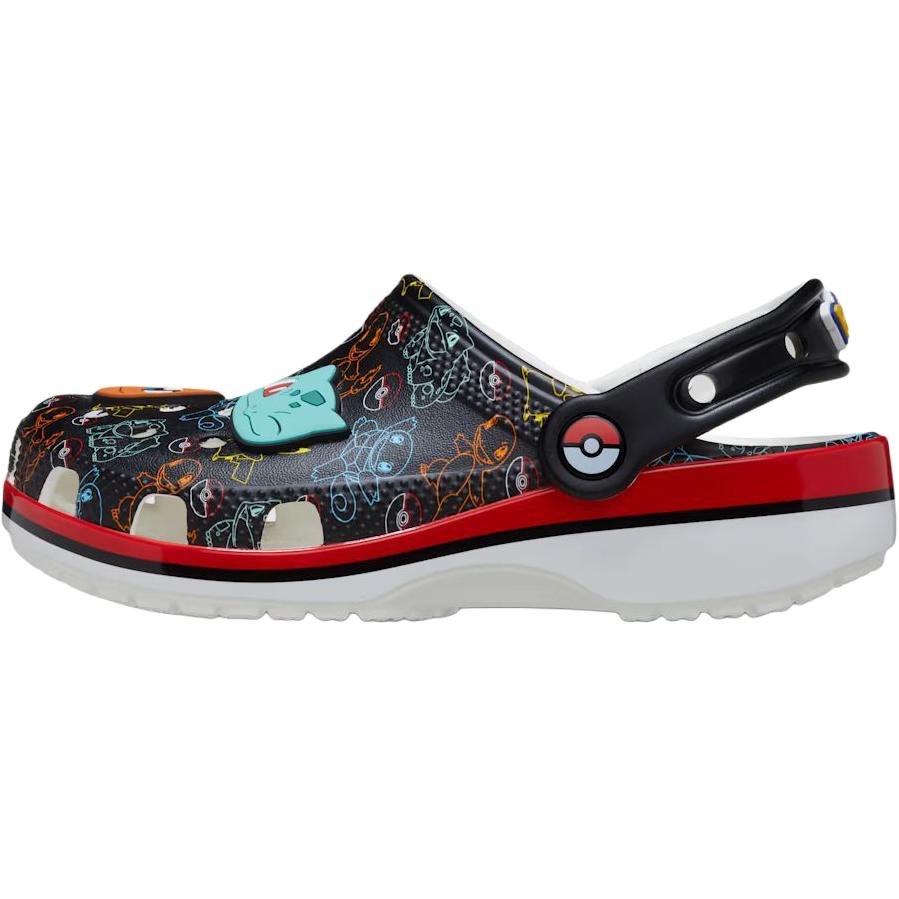 Pokemon x Crocs Classic Clog Устойчивые к истиранию Низкие Детские Кроксы Черные Для Младенцев и Малышей