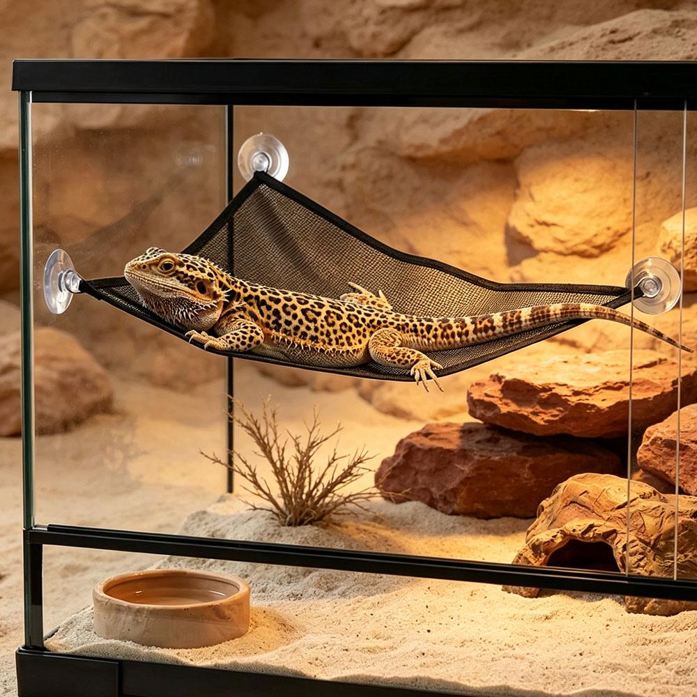 5Pcs Reptile Hammock Lounger Ladder Accessories Set for Large Small Bearded Dragons Anole Geckos Lizards Snakes Terrariums Decor