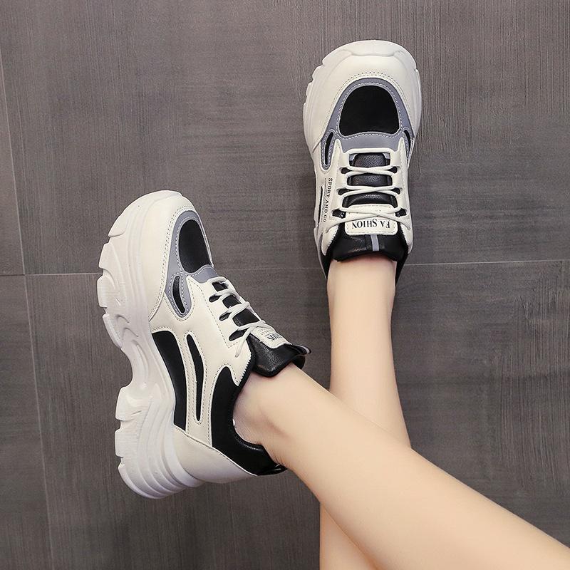 Модные осенние новые женские сетчатые дышащие кроссовки, увеличивающие рост, 7 см, с толстой подошвой, нескользящие, для повседневного бега на открытом воздухе