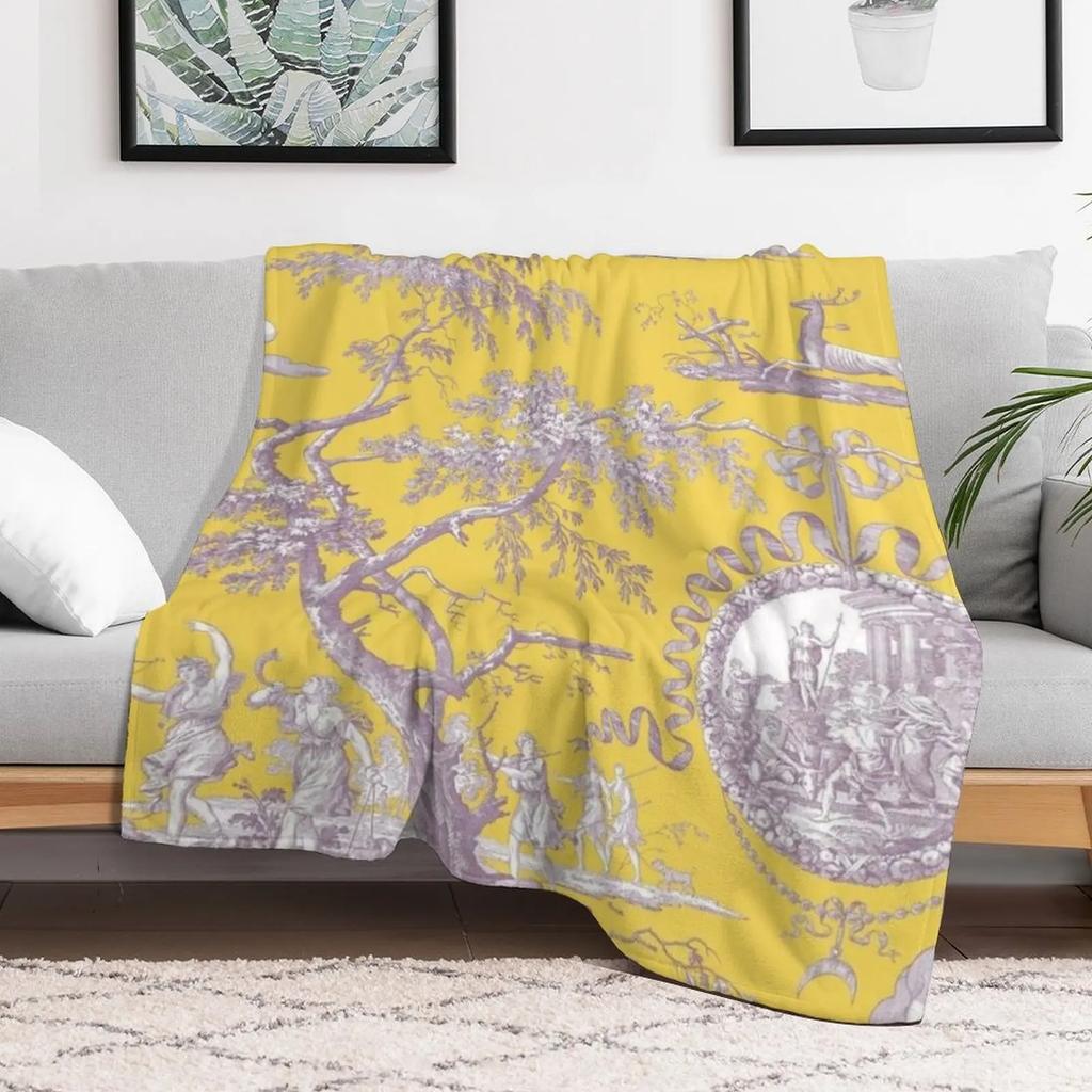 Новый желтый плед Toile de Jouy Стильный плед для дивана для домашней гостиной