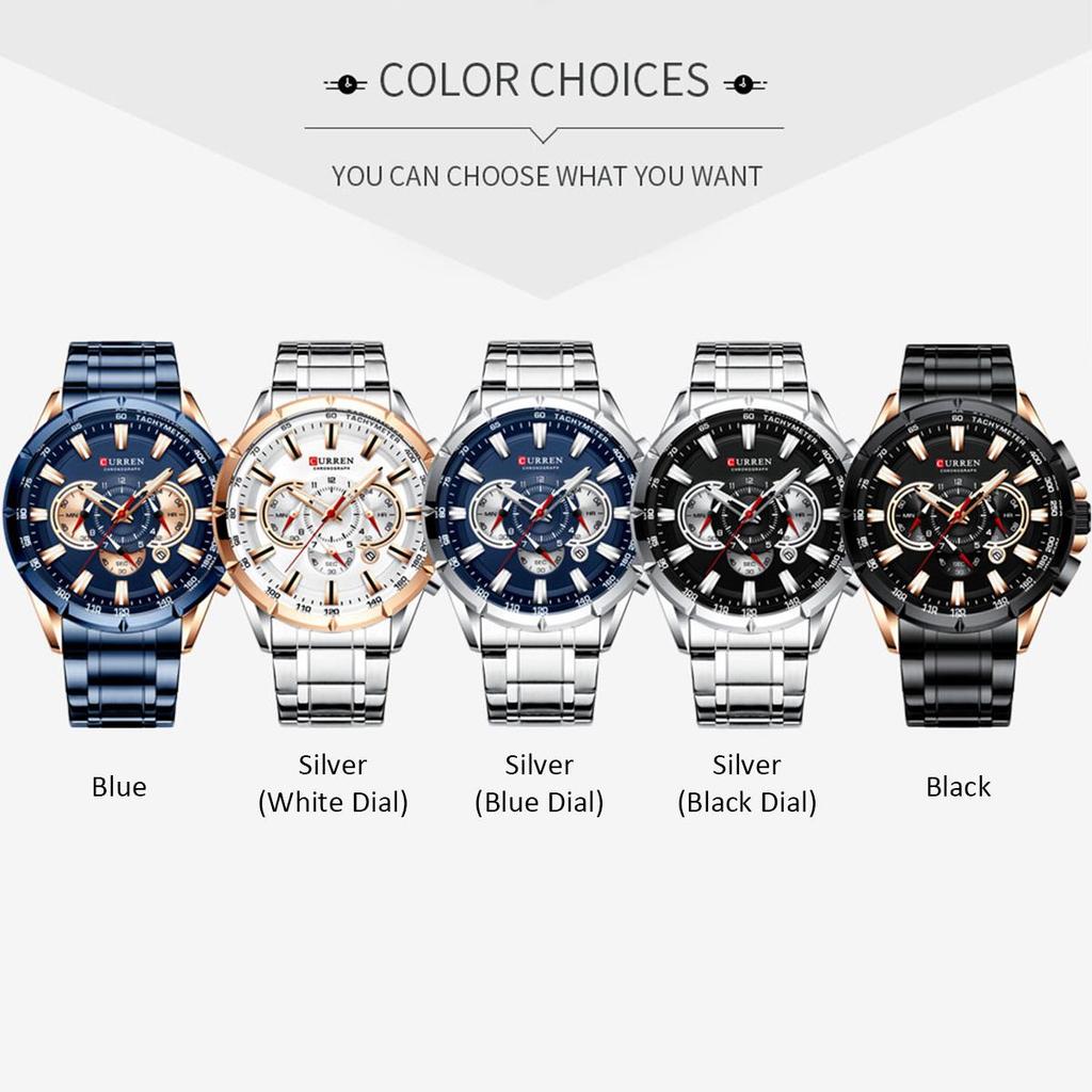 Часы CURREN 8363 для мужчин, мужские кварцевые наручные часы с ремешком из нержавеющей стали, три ремешка