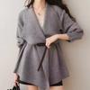 Элегантное европейское и американское пальто-свитер - Женский осенне-зимний трикотаж, свободный крой с приталенным дизайном, универсальный для любого случая