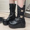 Женские панк-ботинки 8 см платформа персонализированный дизайн с цепочкой обувь крутые ботинки ретро массивная высокое качество шнуровка повседневная уличная обувь