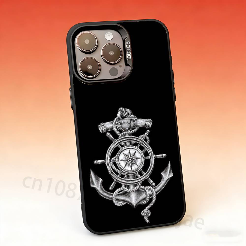 Anchor Boat Ship Wheel Phone Case For iPhone 17,16,15,14,13,12,11,Pro,Max,Plus,Mini Candy Matte Shockproof Cover
