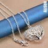 925 Sterling Silver Hollow Heart Pendant Necklace Fashion Wedding Jewelry