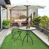 80 cm Black Round Garden Dining Table, Outdoor Coffee Bistro End Side Table with Tempered Glass Top and Steel Frame for Patio, Porch