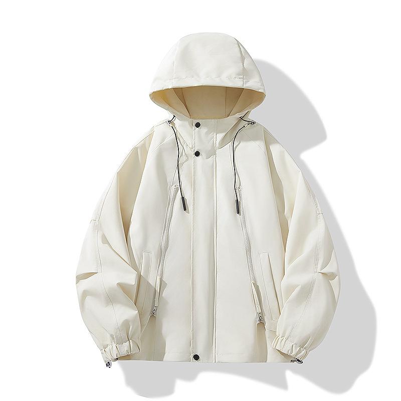 Весенне-осенняя однотонная куртка для пар, мужская функциональная рабочая одежда, модная куртка с капюшоном для улицы, повседневная и универсальная мужская одежда