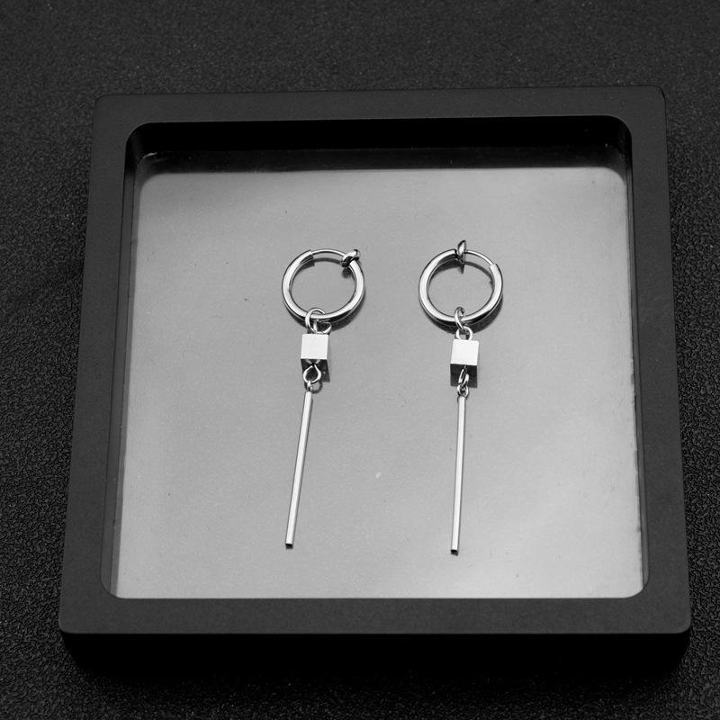 Корейские мужские квадратные длинные серьги из нержавеющей стали - Панк-стиль, Мода OL, Титановая сталь для пар.