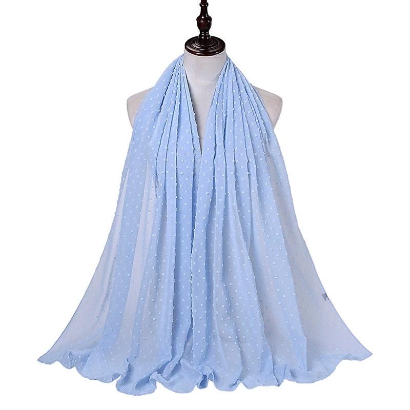 Solid Pearl Chiffon Hijab Scarf Woman Muslim Hijab Shawls Ladyies Ethnic Islamic Turban