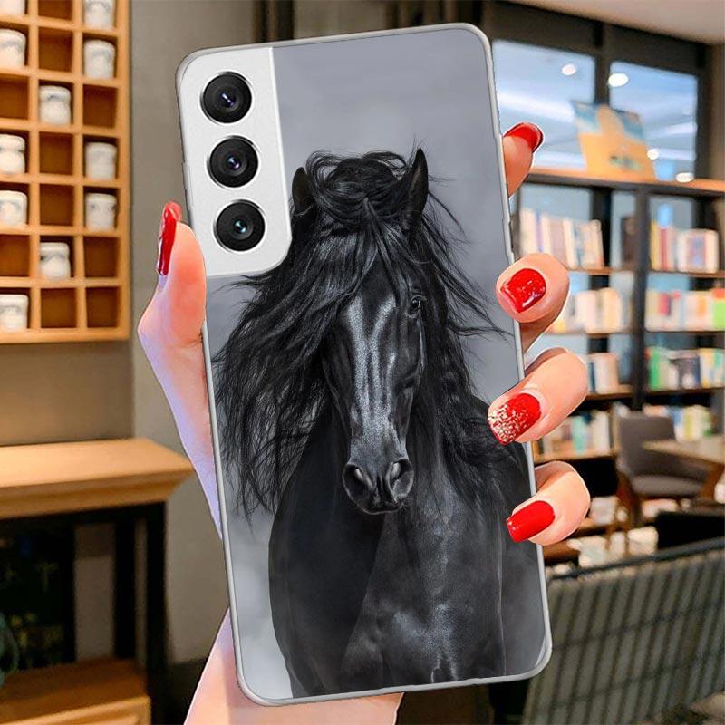 Animal Black Horse Cover Phone Case For Samsung Galaxy S26 S25 Edge S24 Ultra S23 S22 Plus S21 S20 FE Soft Fundas Shell Galaxy S