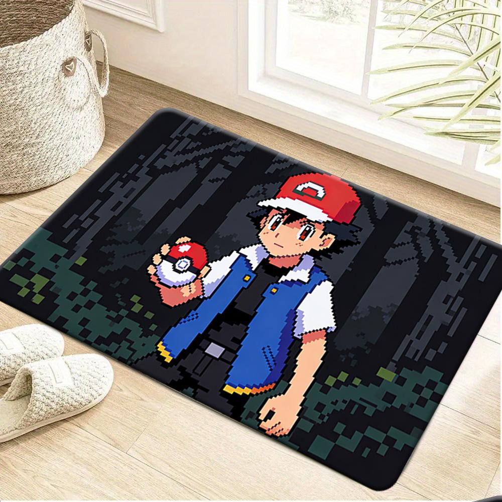 Pokemon Cute Characters Sleeping Hammock Print Non-slip Doormat, Soft Absorbent Floor Rug for Home Decor