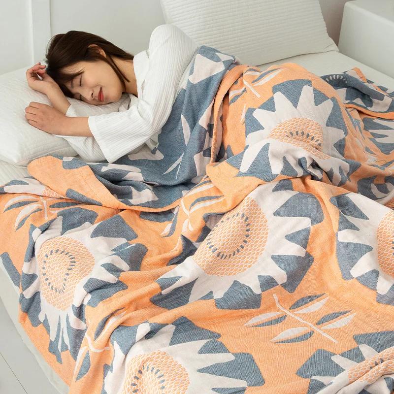 Новое двойное хлопковое одеяло для кроватей, марлевая простыня для дивана, одно крутое одеяло, мягкое дышащее удобное покрывало на кровать