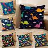 Cute Children Accompanying Dinosaurs Pillow Case Printing Pillowcase Living Room Sofa Cushion Cover Bedroom Room Decor