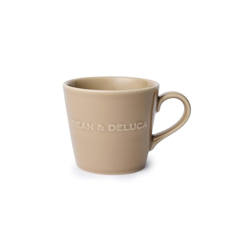 DEAN & DELUCA Morning Mug, Almond Beige. Microwave and dishwasher safe. Suitable for coffee and tea. 9.5 x 13 x 8.5 cm.