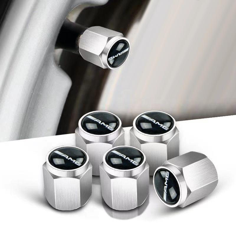 D1-4pcs Metal Car Wheel Tire Valve Caps Stem Covers For Mercedes Benz Class A Class C200L GLC GLK CLA Interior Mouldings HSQMM-BENZ