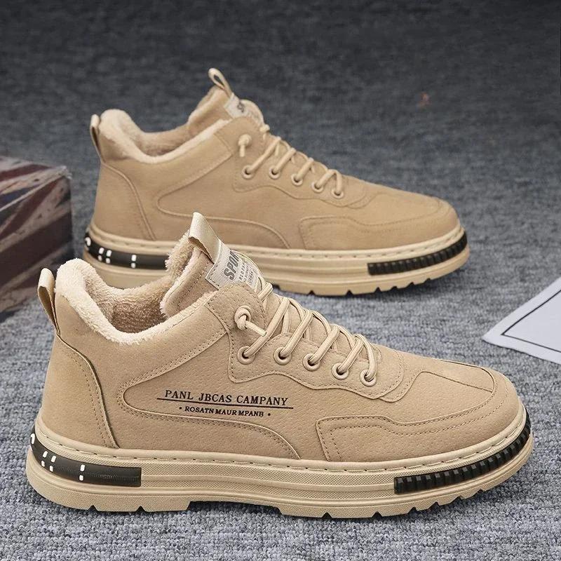 Мужские зимние ботинки, рабочая мужская зимняя обувь, на шнуровке, теплая, морозостойкая, нескользящая, брендовая, повседневная, модная, флисовая обувь, удобная, меховая