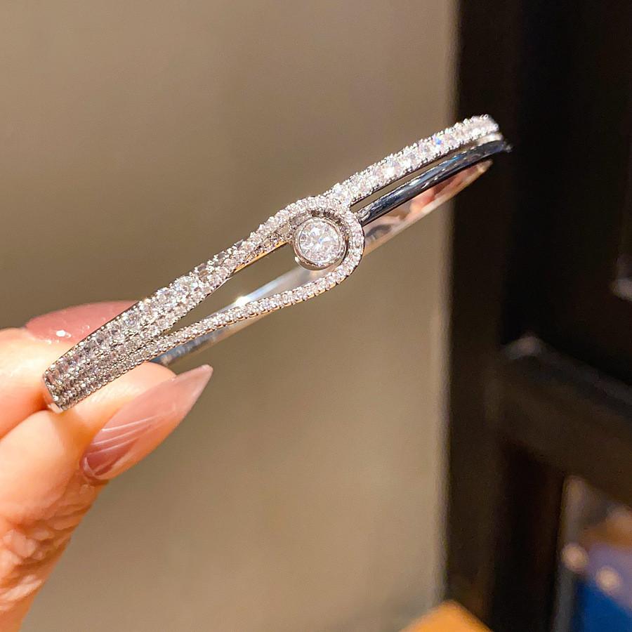 Минималистичный браслет-браслет с цирконом для женщин, ювелирное изделие с позолоченной медью