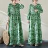 Весеннее новое винтажное длинное платье в литературном праздничном стиле для путешествий с круглым вырезом и принтом, платье большого размера