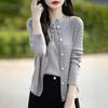 Women's Wool Sweater Qinghe Cashmere 50% Silk 50% Wool Autumn and Winter Wool Cardigan Soft and Warm