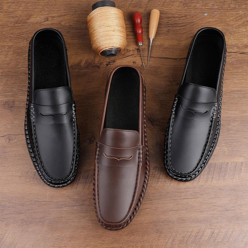 Fashionshoes men Fashion slip on Soft Moccasins Men Loafers handmade sewing High Quality Leather Shoes Mens Flats Driving Shoes men