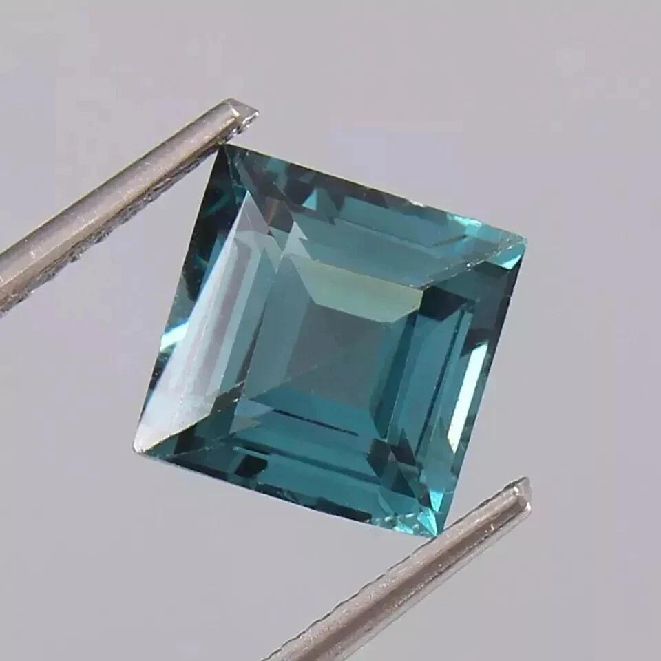 Glossy Blue Green Tourmaline Indicolite Natural Square Cut 8x8 mm Gemstone