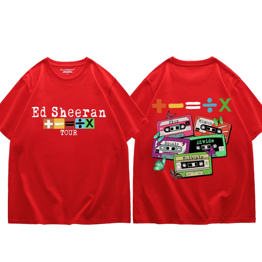 Мерч тура Ed Sheeran Mathematics Футболка Харадзюку Y2k Оверсайз Футболка с коротким рукавом Мужская Женская Повседневный Дышащий Топ