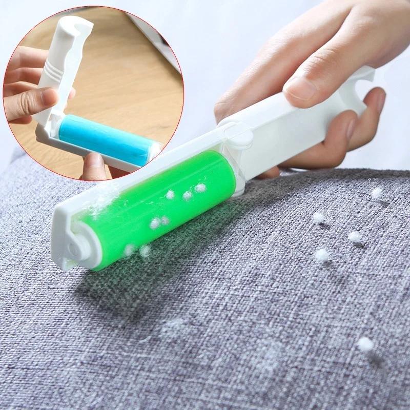 Складная портативная мини-щетка-ролик из вискозы для одежды, удалитель пыли, палочка, моющаяся щетка, цвет случайный LS